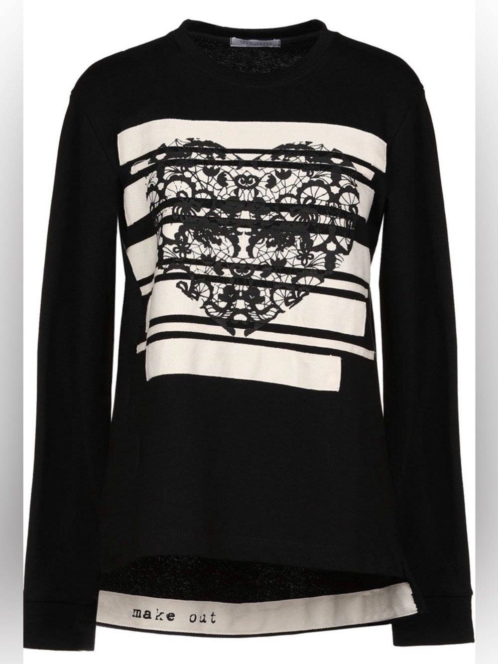 Italy Background Black & White Heart Stripe Pullover Sweatshirt